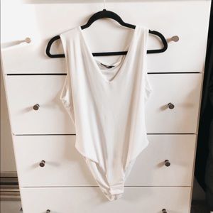 White v neck thick strapped bodysuit